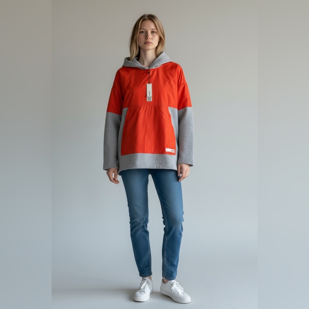 WE-AR4 Women's Red and Gray Mixed Up Hoodie